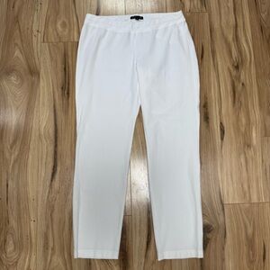 Eileen Fisher XS Ivory Ponte Ankle Pants Pull On Slim Stretch Quiet Luxury